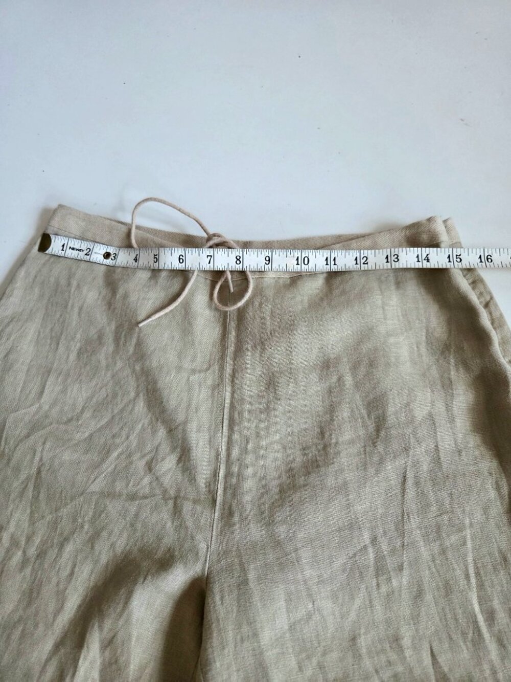 Classic Drawstring Linen Pants - Cream - Picture 6 of 9